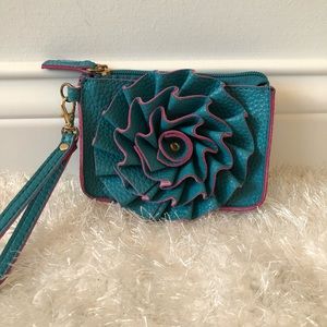 Leather flower wristlet